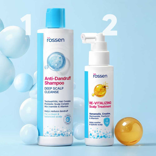 ANTI-SCHUPPEN SHAMPOO UND REVITALISIERENDE KOPFHAUTKUR | Rossen Kosmetik
