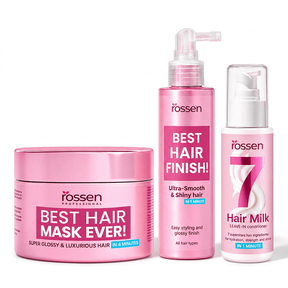 BEST HAIR TRIO – Haarmaske, Anti-Frizz Spray & Hair Milk | Rossen Kosmetik
