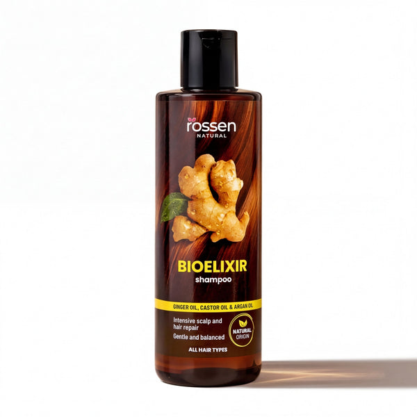 BioElixir Haarwuchs Shampoo gegen Haarausfall – Ingwer, Argan - & Rizinusöl | Rossen Kosmetik
