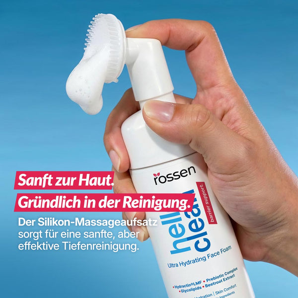 Hello Clean Reinigungsschaum mit Silikon - Massagekopf | Rossen Kosmetik
