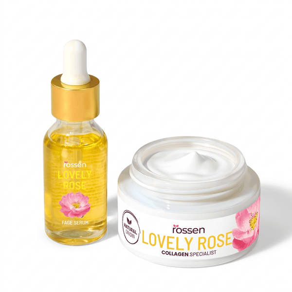 Lovely Rose Set – Anti - Aging Pflege mit Wildrosenöl & Collagen Spezialist Creme | Rossen Kosmetik