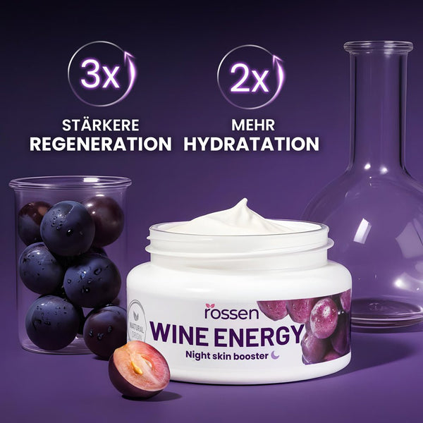 WINE ENERGY NACHTCREME MIT TRAUBENKERNÖL – FEUCHTIGKEIT & ANTI - AGING NACHTPFLEGE | Rossen Kosmetik